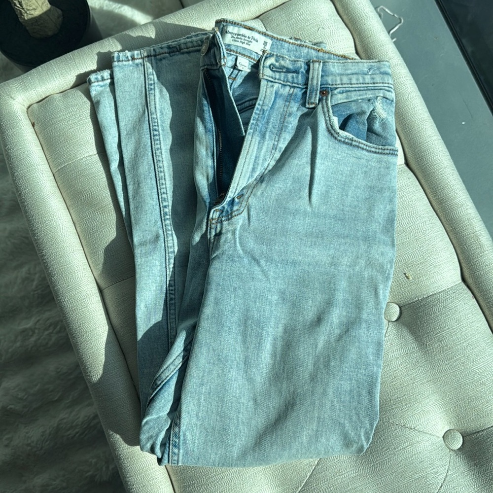 Abercrombie ankle straight ultra high rise curve love jeans